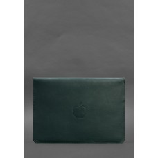 Шкіряний чохол-конверт на магнітах для MacBook 14 Зелений