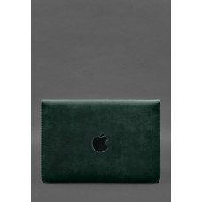 Чохол-конверт із клапаном шкіра+фетр для MacBook 13" Зелений Crazy Horse