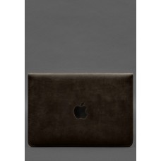 Чохол-конверт із клапаном шкіра+фетр для MacBook 15" Темно-коричневий Crazy Horse