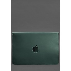 Шкіряний чохол-конверт на магнітах для MacBook 15-16 дюйм Зелений Crazy Horse