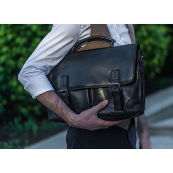 Чоловічий портфель з натуральної шкіри Ashwood Leather Elliot Black